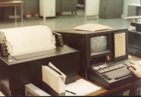 Portable ruggedized 4978 attached to 4110 "Green Machine" featuring keyboard with a ruggedized case