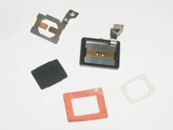 Separator plate removed, and top contact plate inverted to show the plating