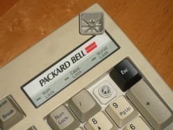 Packard Bell 5149 rubber dome keyboard demonstrating BTC sliders with "Cherry MX mount"