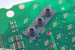Cluster of switch domes from the upper right corner of the Sony BKE-2011 keyboard.