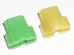 Green and yellow linear Alps sliders: green is an exception to this characteristic