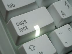 Illuminated caps lock key in a Matias Tactile Pro 3