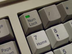 Num lock keycap in place, with LED illuminated