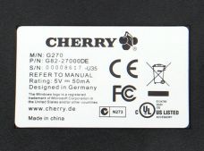 Rear label, giving UL File Number E134780