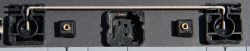 Stabiliser mounts for the space bar of a Topre keyboard, as seen from the bottom with case and PCB removed.