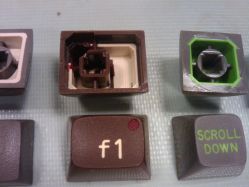Triple shot for the LED windows of a keycap on a Convergent 64-00164 keyboard