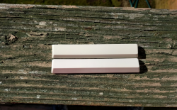 Comparing Stock spacebar (top) to Replacement PBT space bar (bottom). Notice the slight off-white color of the stock spacebar.
