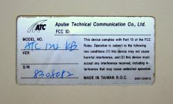 Rear label with handwritten model and serial numbers