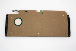 Keyboard mechanism bottom with press board in place