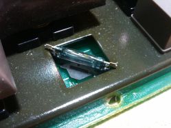 Cross reed, reed view. Slider/housing accidentally removed during an attempt at keycap removal (easily snaps back on).