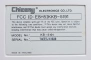 KB-5192 Label. (says "5191" even though it is on the 5192 iso model.)