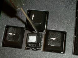 Opening one side of a PCB-mounted switch.