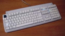 All three LEDs lit; escape keycap is from a Filco keyboard