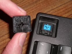 Keycap removed from a discrete switch keyboard