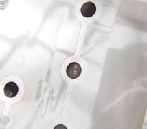 Closeup of carbon-coated pads on the membrane.