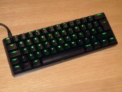 Backlighting active; the LEDs are a completely pure green, instead of the common yellow-green used in LEDs