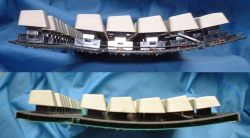 Comparison of PCB mounted (top) and plate mounted (bottom) switches on 5576-002 keyboards
