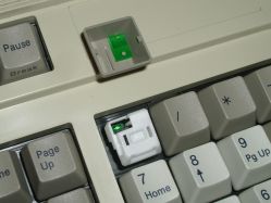 Keycap removed from the slider (Fujitsu FKB4700, LED-variant switch)