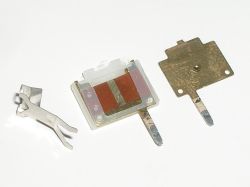 Rear contact/terminal removed to reveal the separator and foil membrane