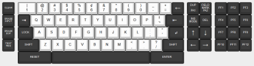 US English 78-key EBCBIC typewriter layout (adapted from IBM GA27-2739-3 doc)
