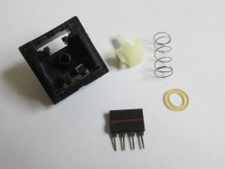 RAFI RS 76 C switch disassembled, showing the Hall sensor IC; the magnet is inside the slider