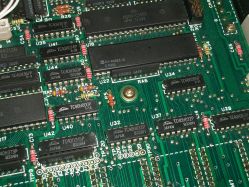 PCB, showing manufacture dates of various chips; the dates all read 1983