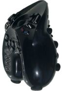 The Alphagrip iGrip is shaped like a game controller. By having most keys on the bottom, it employs the backtyping concept.