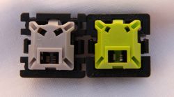 Grey tactile (left) and neon green space bar linear (right)